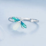 925 Sterling Silver White Gold Plated Enamel Pavé Setting CZ Ring