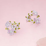 925 Sterling Silver Enamel CZ Plated Earrings