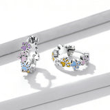 925 Sterling Silver Enamel Oxidized Silver Earrings