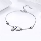 925 Sterling Silver Bracelet 21cm Long with 1.0*1.7cm Charms for Women