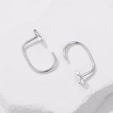 925 Sterling Silver Brass Earrings with White Gold Plating 1.4cm for Women