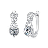 925 Sterling Silver White Gold Plated 0.5ct Moissanite 1.4cm Pavé CZ Hoop Earrings for Women