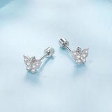 925 Sterling Silver White Gold Plated Earrings with CZ