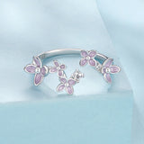 925 Sterling Silver White Gold Plated Ring with Enamel and CZ for Women