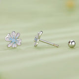 925 Sterling Silver Opal Nanometer Stone Enamel Earrings for Women