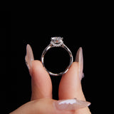 925 Sterling Silver Moissanite Ring in Size 7 with Pavé Setting for Women