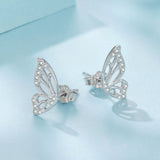 925 Sterling Silver White Gold Plated Pavé Set CZ Earrings - Small Size