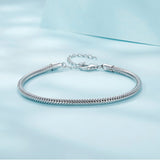 925 Sterling Silver Plated Platinum Bracelet with Adjustable Length for Women