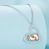 925 Sterling Silver Necklace with CZ in Rose Gold and Platinum Finish, 400mm Chain Length for Women