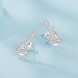 925 Sterling Silver Earrings for Women with White Gold Plating, Size 1.5x0.6cm