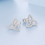 925 Sterling Silver White Gold Plated Pavé CZ Earrings