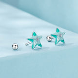 925 Sterling Silver Enamel White Gold Plated Earrings