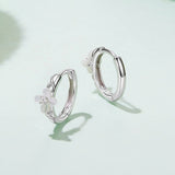 925 Sterling Silver Earrings with Pavé Setting CZ and High-Quality Nacre for Women