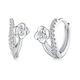 925 Sterling Silver Platinum Plated Pavé CZ Earrings