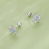 925 Sterling Silver Opal Nanometer Stone Enamel Earrings for Women