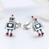 925 Sterling Silver 1.3cm Oxidized Enamel Earrings for Women