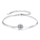 925 Sterling Silver Moissanite 0.50 Carat Bracelet with Pavé Setting and White Gold Plating for Women