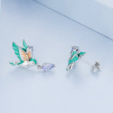 925 Sterling Silver Enamel Pavé Setting CZ Earrings