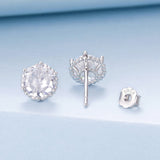 925 Sterling Silver Earrings with Pavé Setting CZ in White Gold Plated