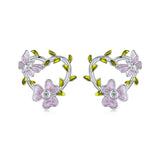925 Sterling Silver Enamel CZ Plated Earrings