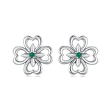 925 Sterling Silver Earrings with Pavé Setting CZ, 0.9cm, Oxidized Silver for Women