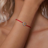 925 Sterling Silver Adjustable Length Bracelet with CZ and Glass Pendant for Women