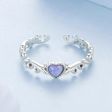 925 Sterling Silver Opal Pendant Ring for Women