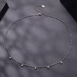 925 Sterling Silver 0.10ct Moissanite Necklace in White Gold, 40+5cm Chain for Women