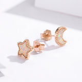 925 Sterling Silver Rose Gold Translucent Opal Earrings for Women