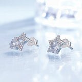925 Sterling Silver Earrings 9x9mm with Pavé Setting CZ for Women