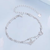 925 Sterling Silver Bracelets with Platinum Plating and CZ Stones - 150+60mm
