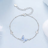 925 Sterling Silver White Gold Plated Bracelet with Enamel and CZ - 15+6cm Length