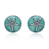 925 Sterling Silver Oxidized Enamel Earrings