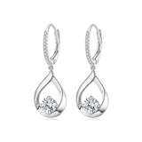 925 Sterling Silver Moissanite 0.5ct Earrings with Pavé Setting, Size 30*11mm for Women