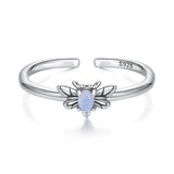 925 Sterling Silver Pendant with Luminous Stone - Oxidized Silver, For Rings