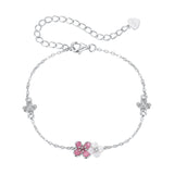 925 Sterling Silver Enamel Charm Bracelet with Pavé CZ, 15+6cm for Women
