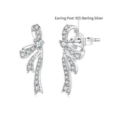 925 Silver White Gold Plated CZ Pavé 1.7 x 0.7 cm Earrings for Women