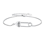 925 Sterling Silver Bracelet with CZ Pendant - 160mm Length and 8x26mm Pendant Size for Women