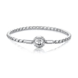 925 Sterling Silver White Gold Plated Bracelet with CZ Pendant for Women