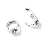 925 Sterling Silver Enamel Earrings with CZ - 1.2x0.7cm, Oxidized Finish for Women