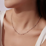 925 Sterling Silver 40+5cm White Gold Plated Necklace for Women