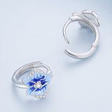 925 Sterling Silver Earrings with Enamel and Pavé Setting, 10mm for Women