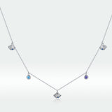 925 Sterling Silver Adjustable Necklace with Scallop Design and Pavé Setting CZ