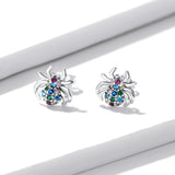 925 Sterling Silver Earrings with Pavé Setting CZ, Oxidized Silver, 0.7*0.8 cm for Women