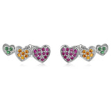 925 Sterling Silver Earrings with Pavé Setting and Plated Platinum, Size: 0.5*1.3cm, Women