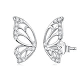925 Sterling Silver White Gold Plated Pavé Set CZ Earrings - Small Size