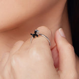 925 Sterling Silver Enamel Oxidized Silver Ring for Dogs