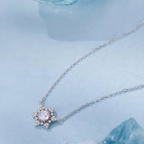 925 Sterling Silver White Gold Plated CZ Necklace 45cm for Women