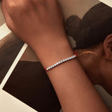 925 Sterling Silver Adjustable White Gold Plated Bracelet with CZ