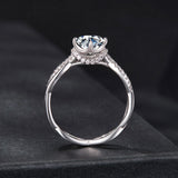 925 Sterling Silver Moissanite Ring in Size 7 with Pavé Setting for Women